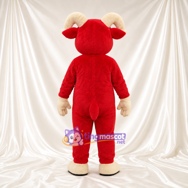 Costume de mascotte Bélier – rouge – Ventre (crème) Costume de mascotte Bélier – rouge – Ventre (crème)