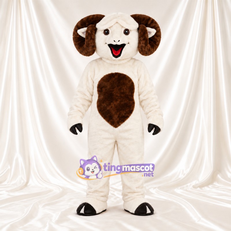 Costume de mascotte Bélier – blanc / marron Costume de mascotte Bélier – blanc / marron
