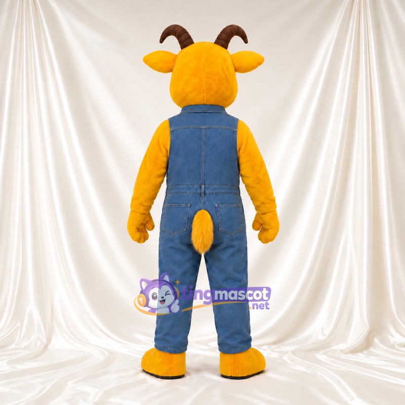Costume de mascotte Chèvre – jaune – Salopette (bleu) Costume de mascotte Chèvre – jaune – Salopette (bleu)