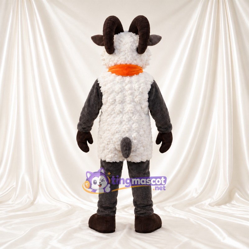 Black and White Goat Mascot Costume - Orange Scarf Black and White Goat Mascot Costume - Orange Scarf