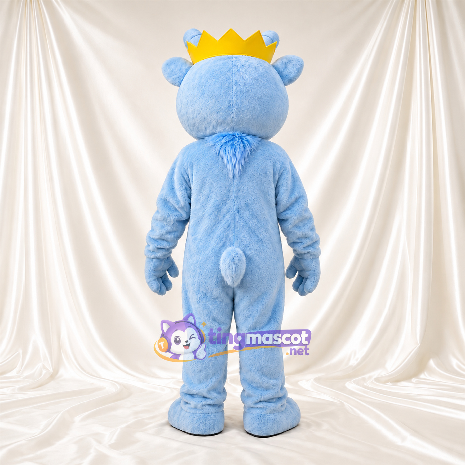 Maskottchenkostüm Bärenkönig – blau – Krone (goldfarben); Sonnenbrille Maskottchenkostüm Bärenkönig – blau – Krone (goldfarben); Sonnenbrille