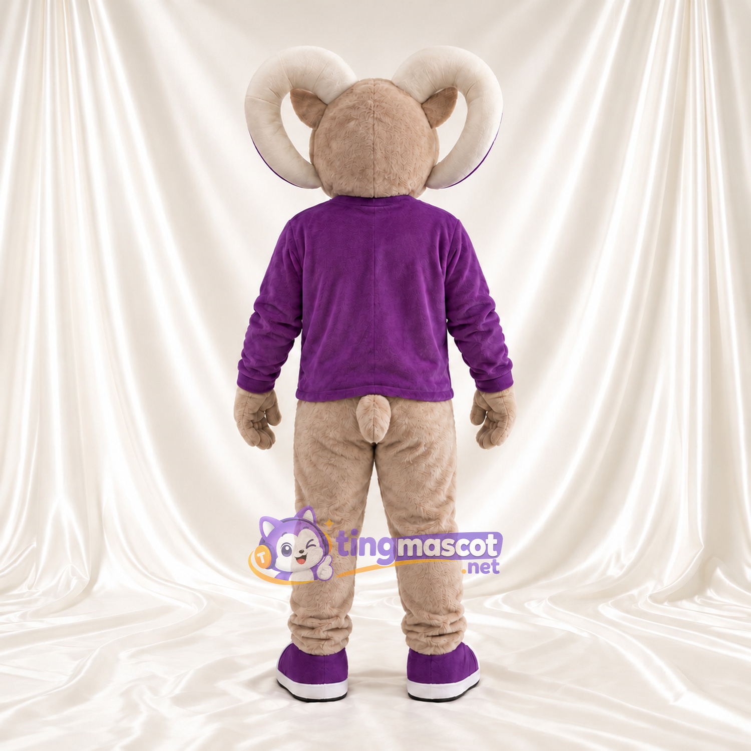 Costume de mascotte Bélier – brun clair – Pull (violet)