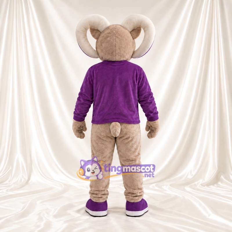 Costume de mascotte Bélier – brun clair – Pull (violet)