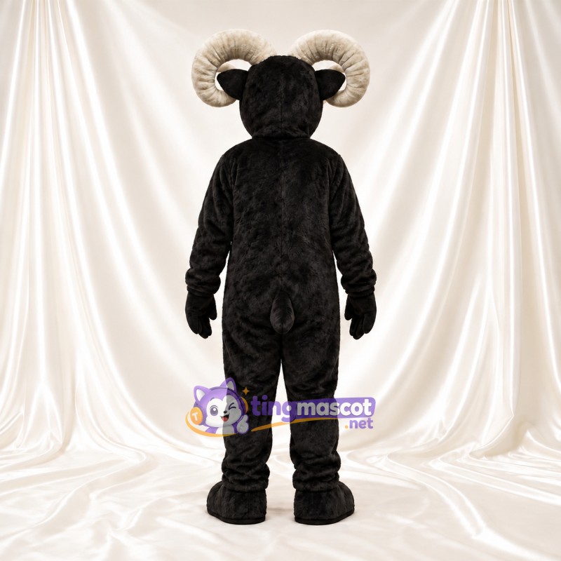 Black and White Ram Mascot Costume - White Belly and Black Hooves Black and White Ram Mascot Costume - White Belly and Black Hooves