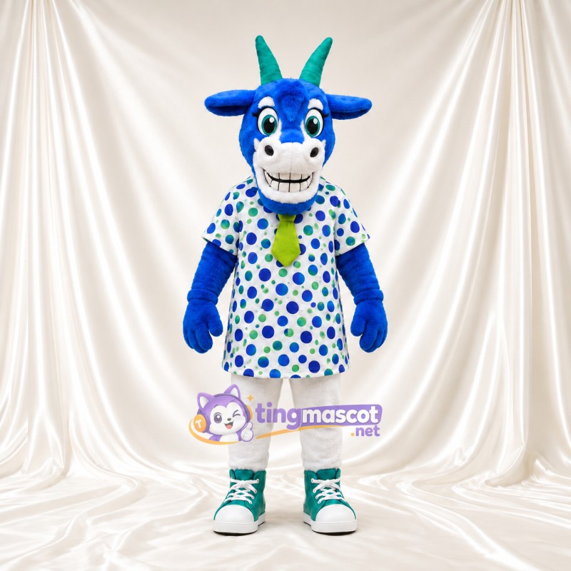 Maskottchenkostüm Ziege – blau – Hemd; Hose (weiß) Maskottchenkostüm Ziege – blau – Hemd; Hose (weiß)
