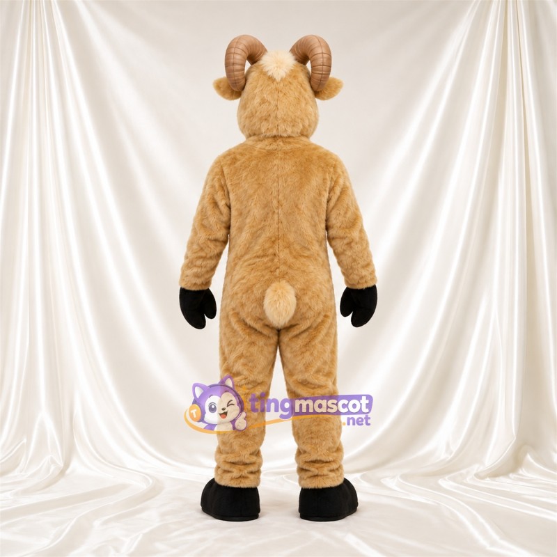 Costume de mascotte Bélier – brun clair – Torse (blanc); Cornes (brun clair) Costume de mascotte Bélier – brun clair – Torse (blanc); Cornes (brun clair)