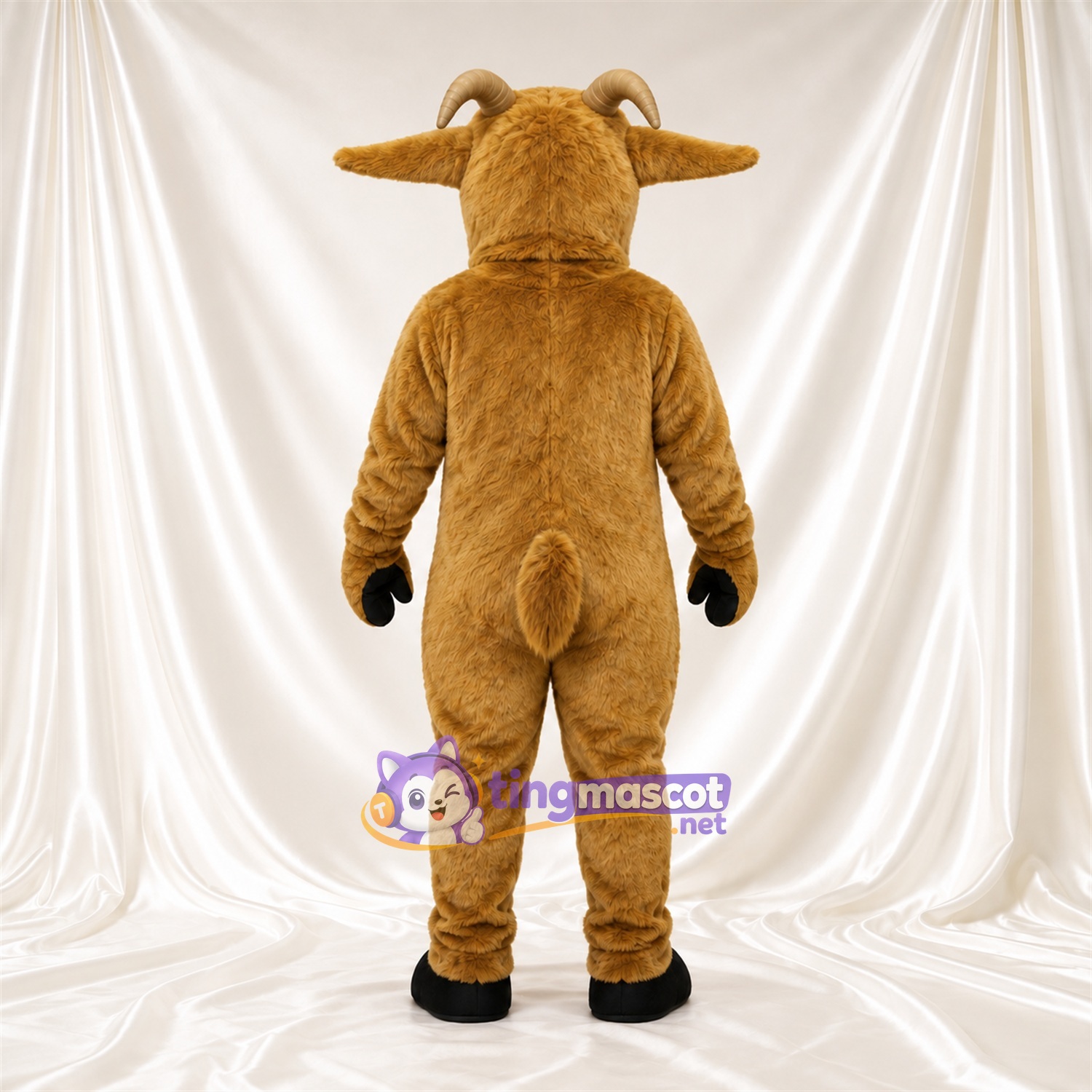 Maskottchenkostüm Ziege – braun – Bart (weiß) Maskottchenkostüm Ziege – braun – Bart (weiß)