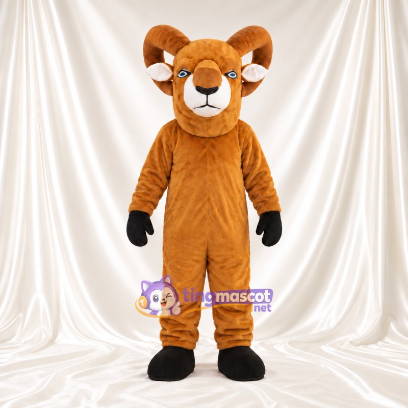 Costume de mascotte Bélier – brun clair – Sabots (noir); Cornes (marron) Costume de mascotte Bélier – brun clair – Sabots (noir); Cornes (marron)