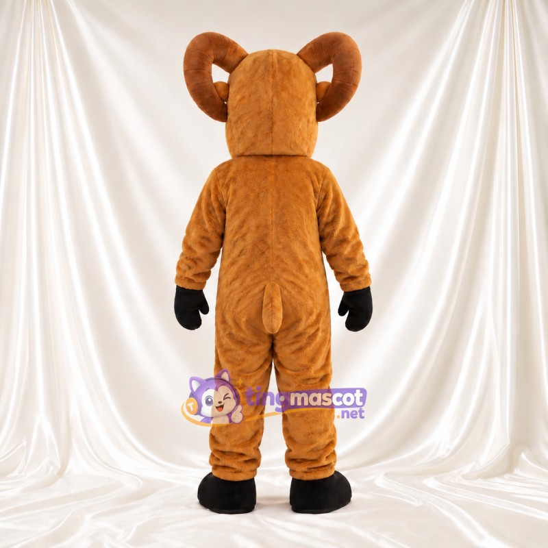 Costume de mascotte Bélier – brun clair – Sabots (noir); Cornes (marron) Costume de mascotte Bélier – brun clair – Sabots (noir); Cornes (marron)