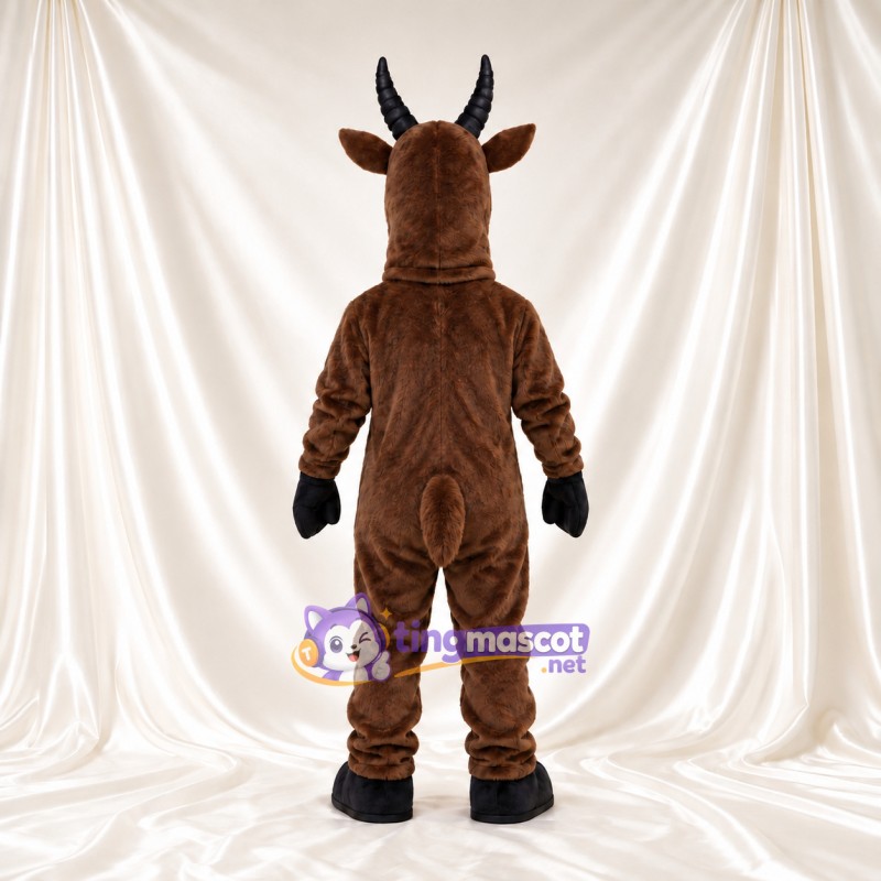 Maskottchenkostüm Antilope – braun – Bauch (weiß); Hörner (schwarz) Maskottchenkostüm Antilope – braun – Bauch (weiß); Hörner (schwarz)