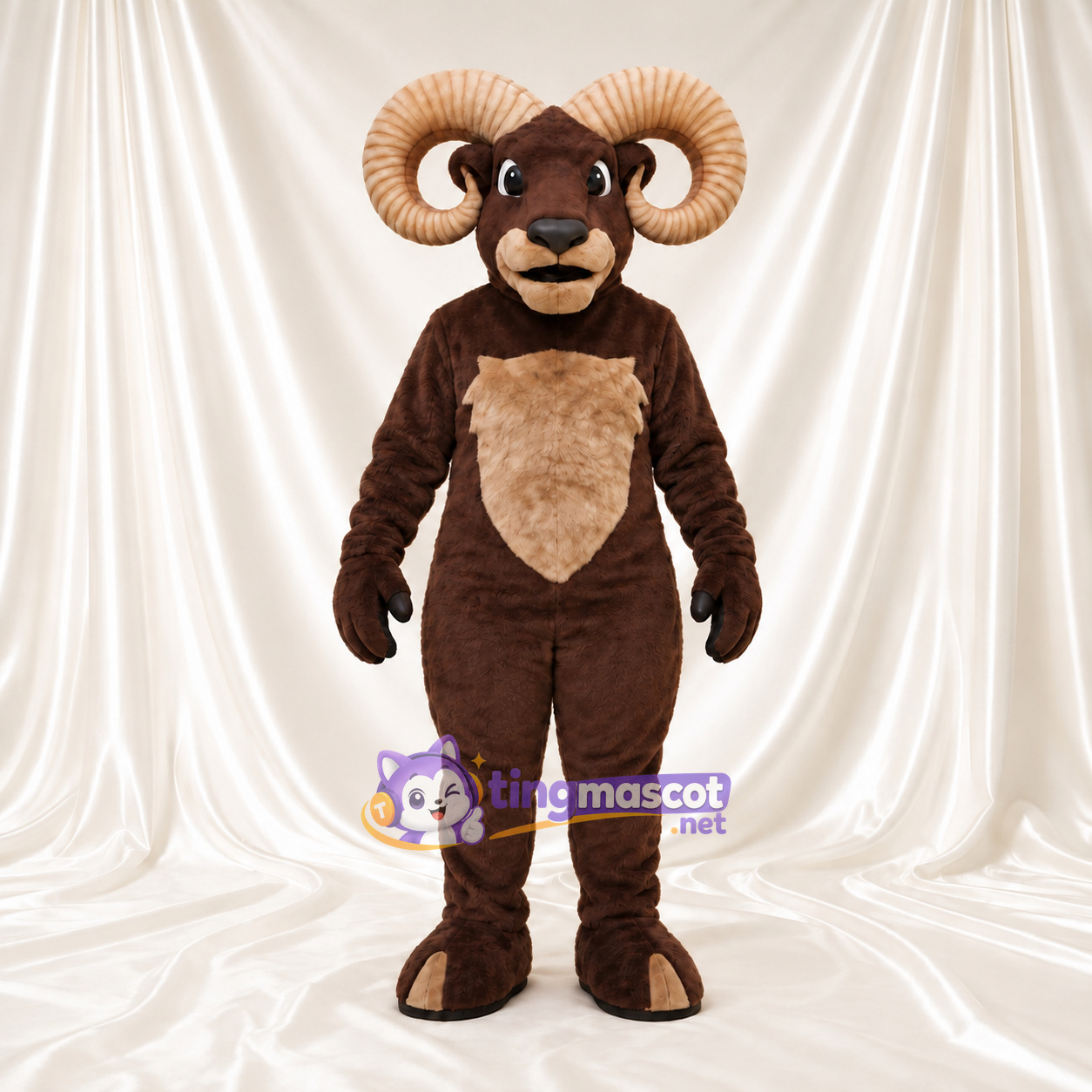 Costume de mascotte Bélier – marron – Torse (brun clair) Costume de mascotte Bélier – marron – Torse (brun clair)