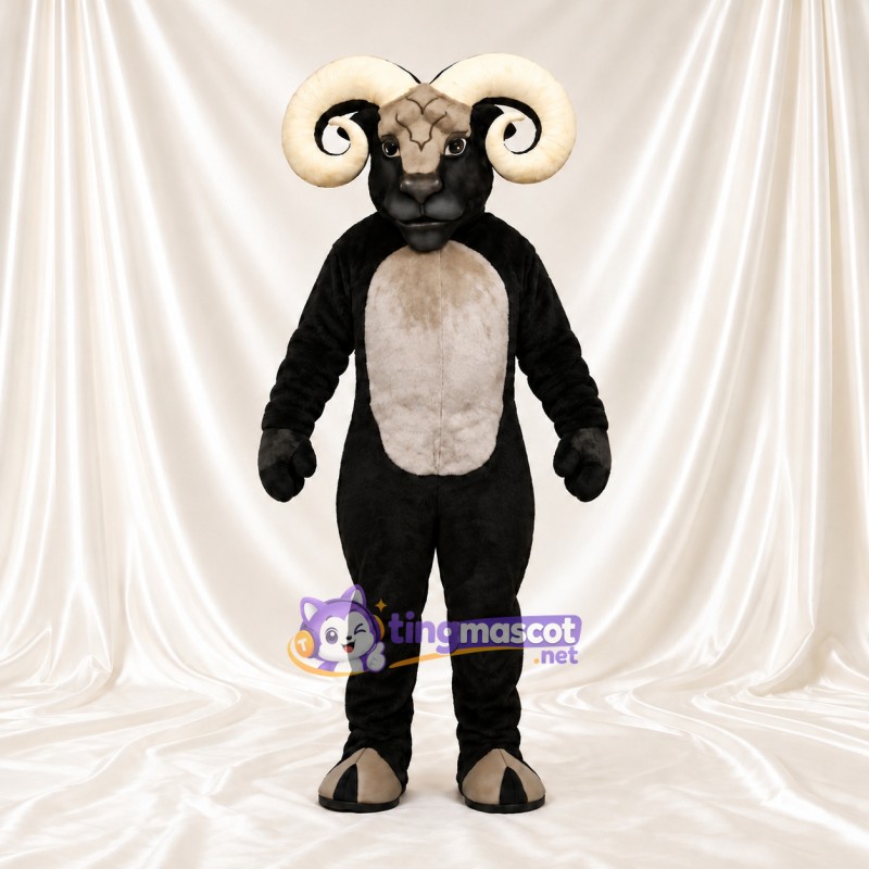 Black Ram Mascot Costume - Cream Belly Black Ram Mascot Costume - Cream Belly
