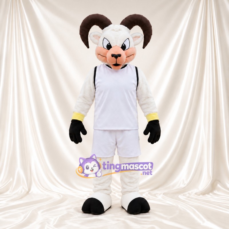 Costume de mascotte Bélier – blanc – Tenue de sport (blanc) Costume de mascotte Bélier – blanc – Tenue de sport (blanc)