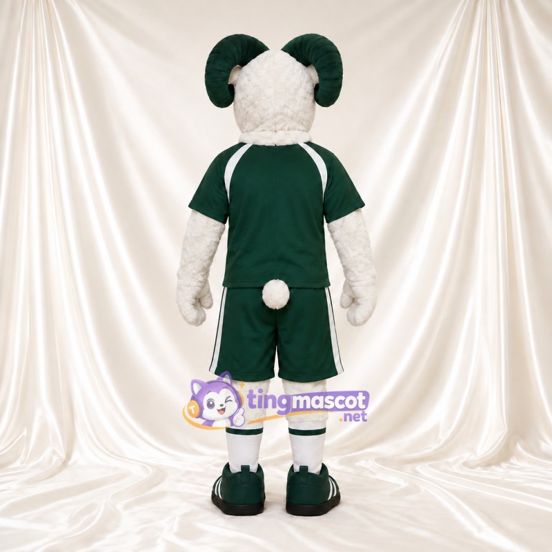 Costume de mascotte Bélier – blanc – Tenue de sport (vert) Costume de mascotte Bélier – blanc – Tenue de sport (vert)