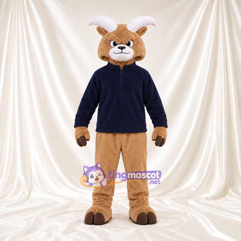 Costume de mascotte Bélier – brun clair – Pull (bleu marine) Costume de mascotte Bélier – brun clair – Pull (bleu marine)