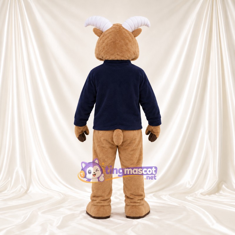 Costume de mascotte Bélier – brun clair – Pull (bleu marine) Costume de mascotte Bélier – brun clair – Pull (bleu marine)