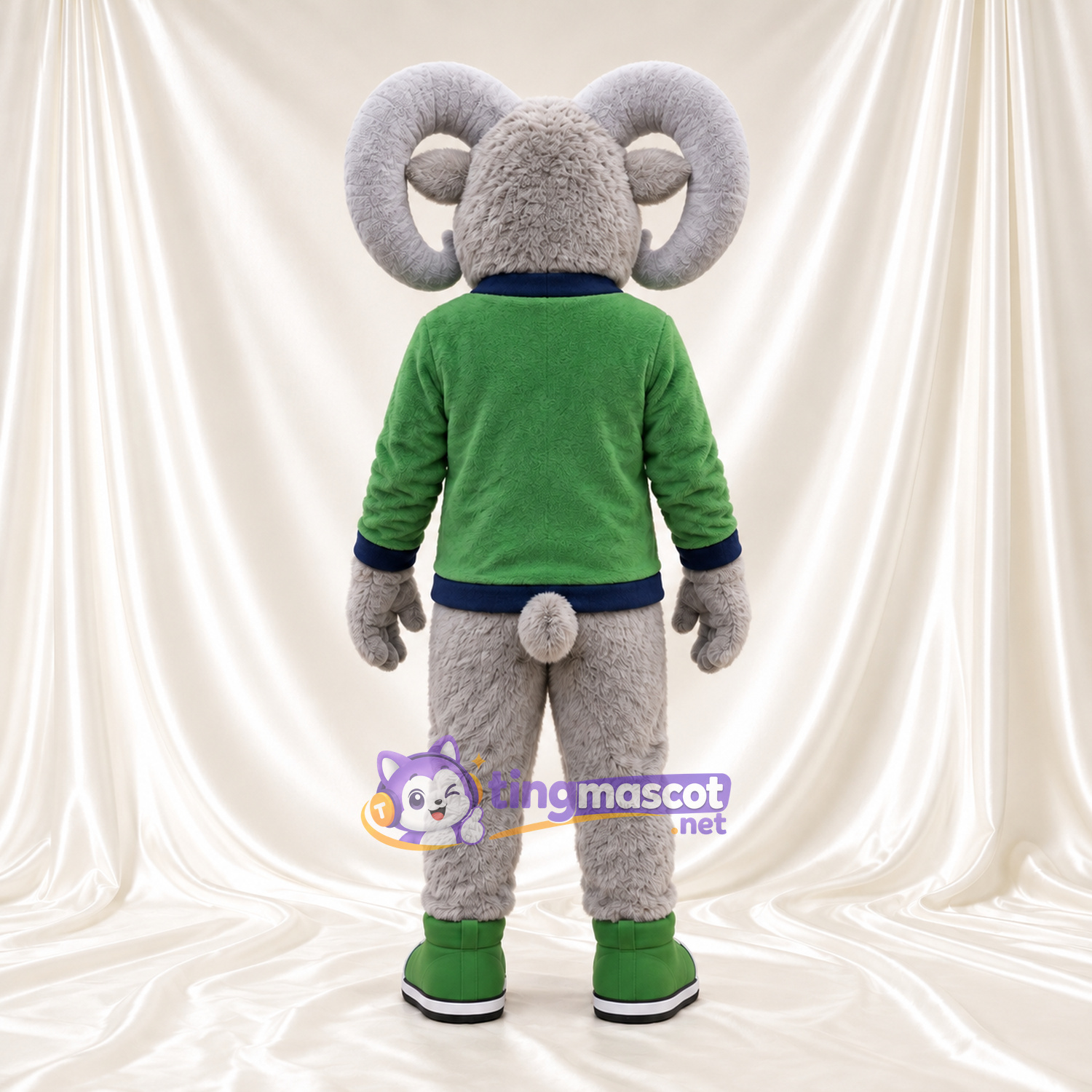Costume de mascotte Bélier – gris – Pull (vert) Costume de mascotte Bélier – gris – Pull (vert)
