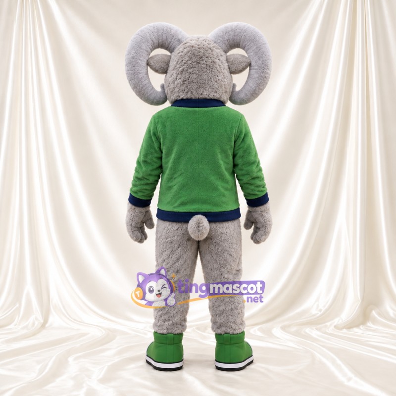 Costume de mascotte Bélier – gris – Pull (vert) Costume de mascotte Bélier – gris – Pull (vert)