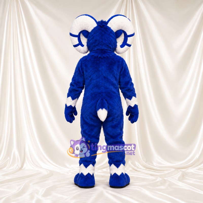 Costume de mascotte Bélier – bleu / blanc Costume de mascotte Bélier – bleu / blanc