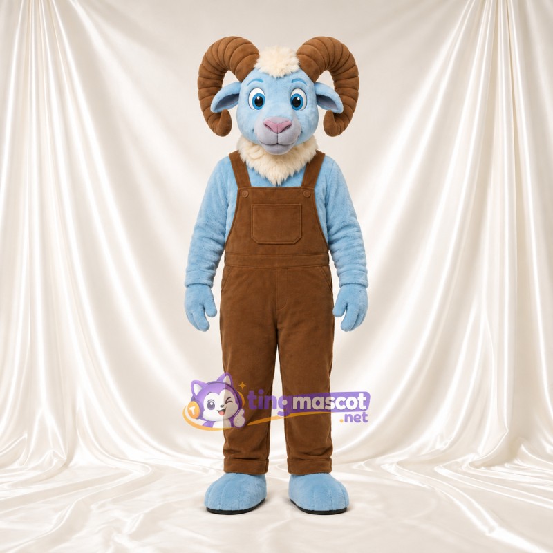 Costume de mascotte Bélier – bleu – Salopette (marron) Costume de mascotte Bélier – bleu – Salopette (marron)