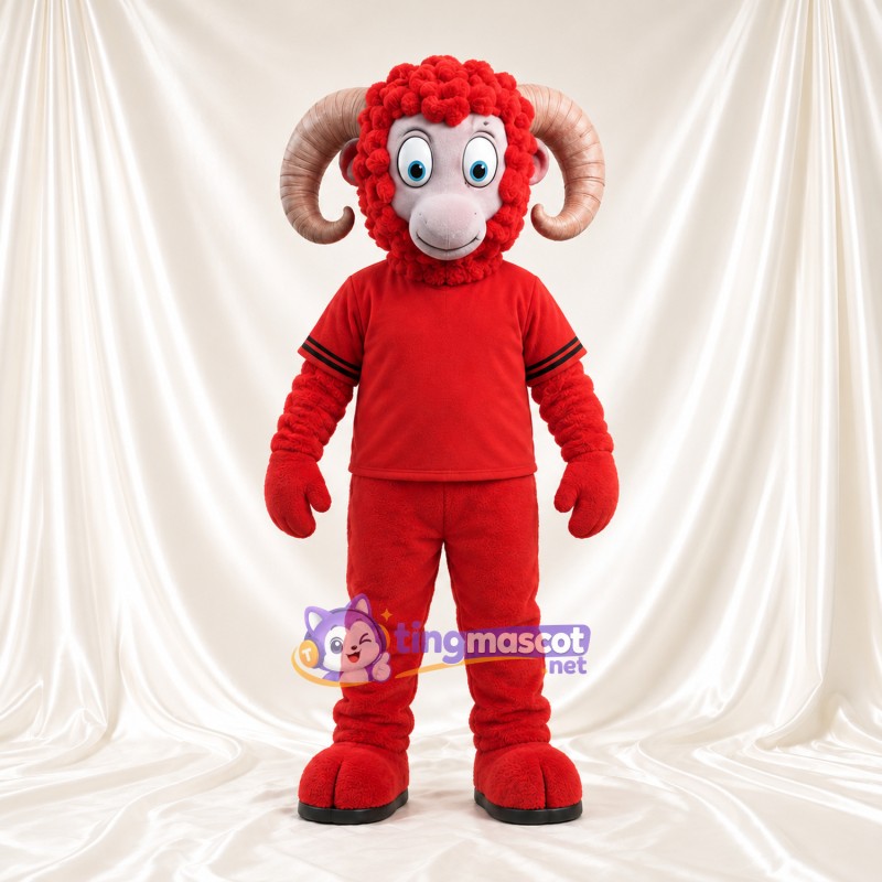 Costume de mascotte Bélier – rouge – Toison (rouge) Costume de mascotte Bélier – rouge – Toison (rouge)