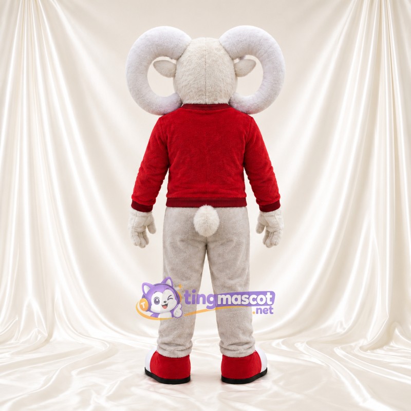 Costume de mascotte Mouton – blanc – Pull (rouge); Short (blanc) Costume de mascotte Mouton – blanc – Pull (rouge); Short (blanc)