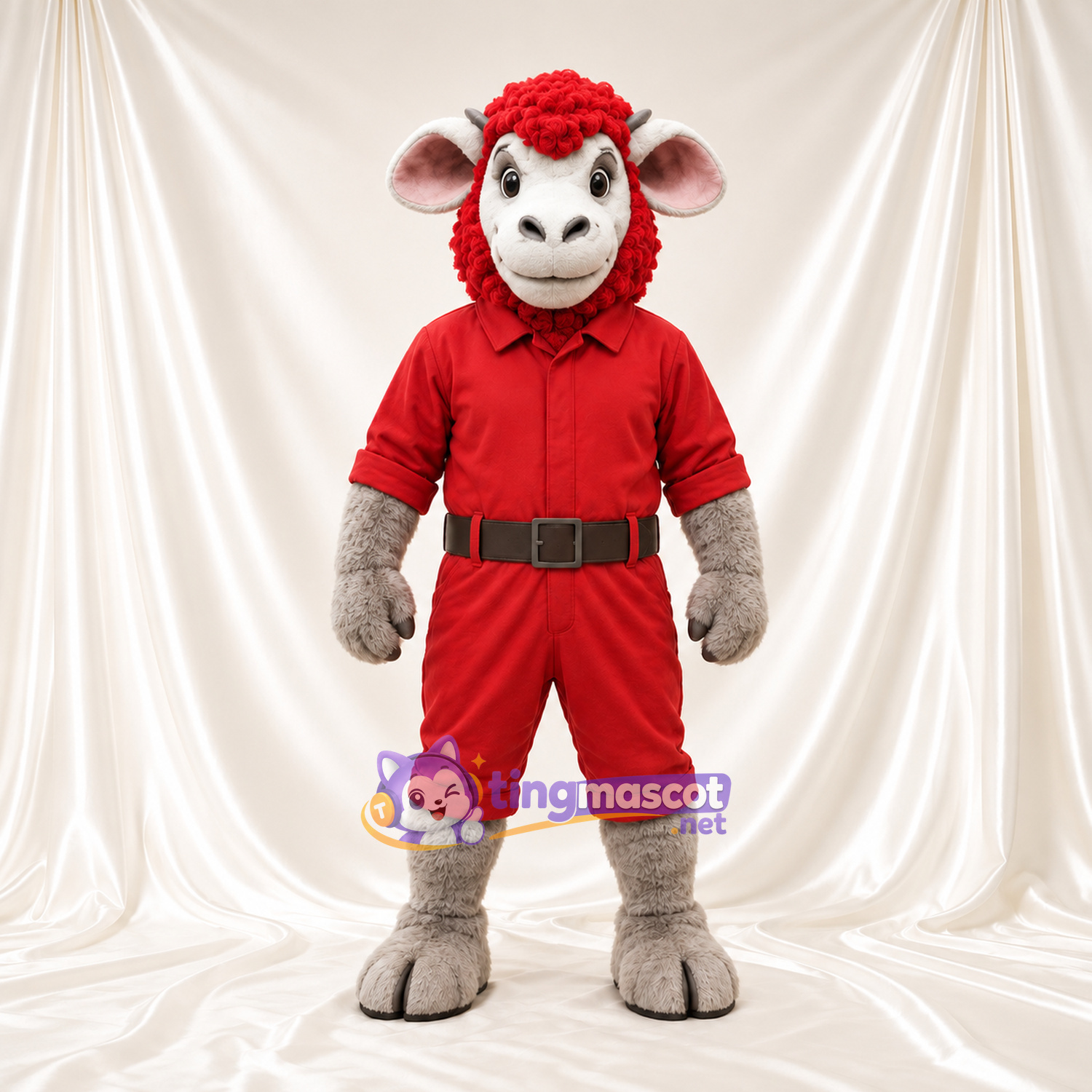 Costume de mascotte Bélier – blanc – Chemise (rouge); Short Costume de mascotte Bélier – blanc – Chemise (rouge); Short