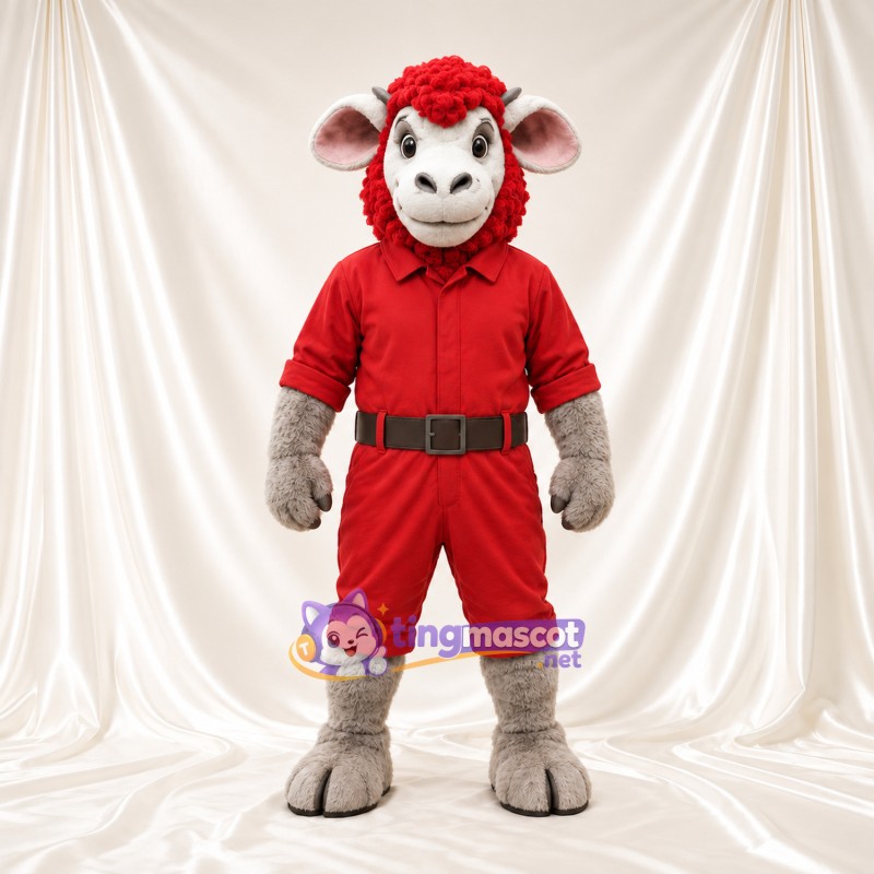 Costume de mascotte Bélier – blanc – Chemise (rouge); Short Costume de mascotte Bélier – blanc – Chemise (rouge); Short