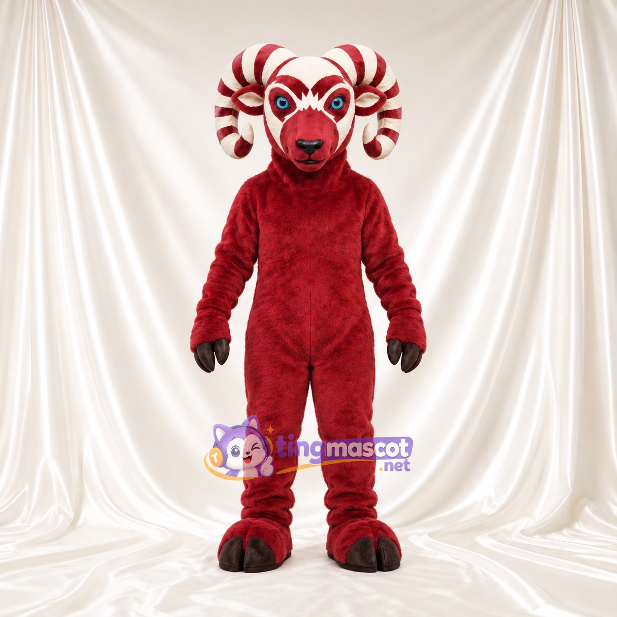 Costume de mascotte Bélier – rouge – Cornes (blanc) Costume de mascotte Bélier – rouge – Cornes (blanc)