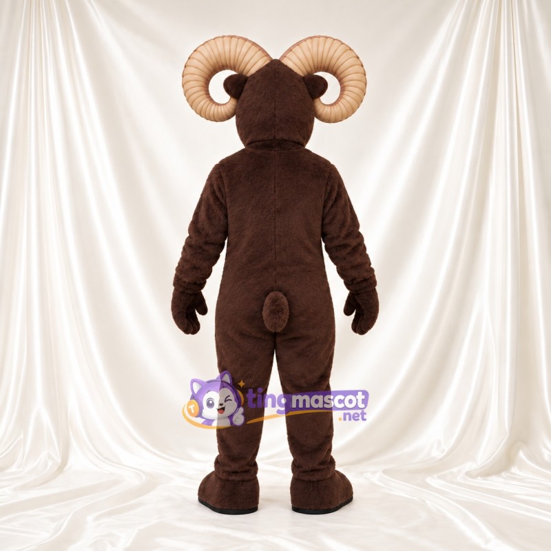 Costume de mascotte Bélier – marron – Torse (brun clair); Cornes (brun clair) Costume de mascotte Bélier – marron – Torse (brun clair); Cornes (brun clair)