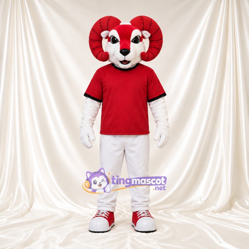 Costume de mascotte Bélier – rouge / blanc – Chemise (rouge); Pantalon (blanc) Costume de mascotte Bélier – rouge / blanc – Chemise (rouge); Pantalon (blanc)