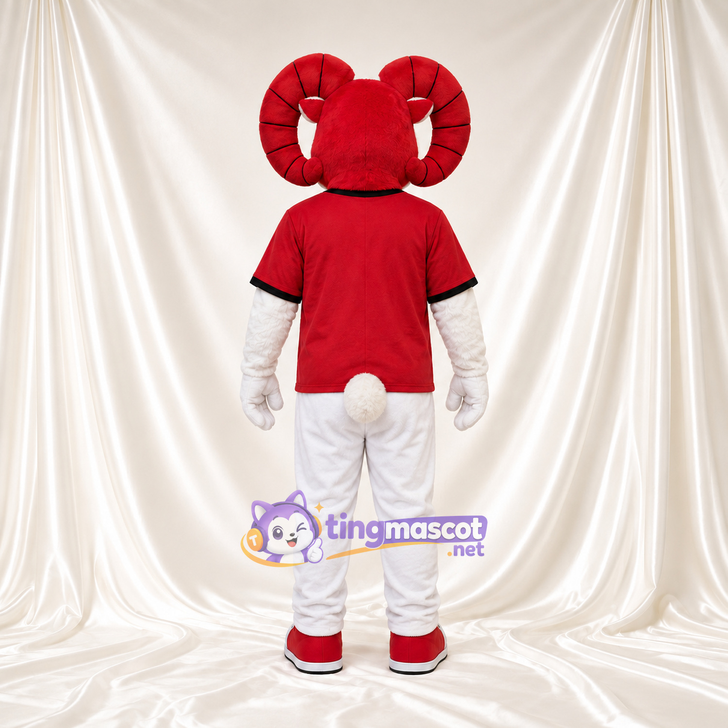 Costume de mascotte Bélier – rouge / blanc – Chemise (rouge); Pantalon (blanc) Costume de mascotte Bélier – rouge / blanc – Chemise (rouge); Pantalon (blanc)