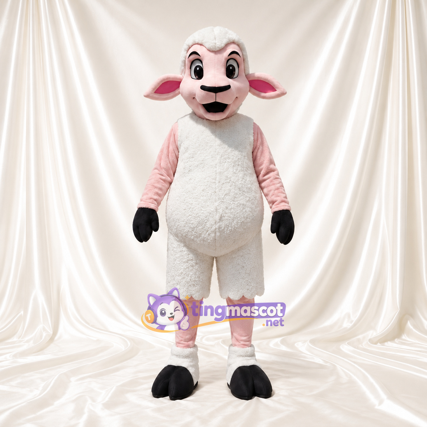 Costume de mascotte Mouton – blanc / rose Costume de mascotte Mouton – blanc / rose