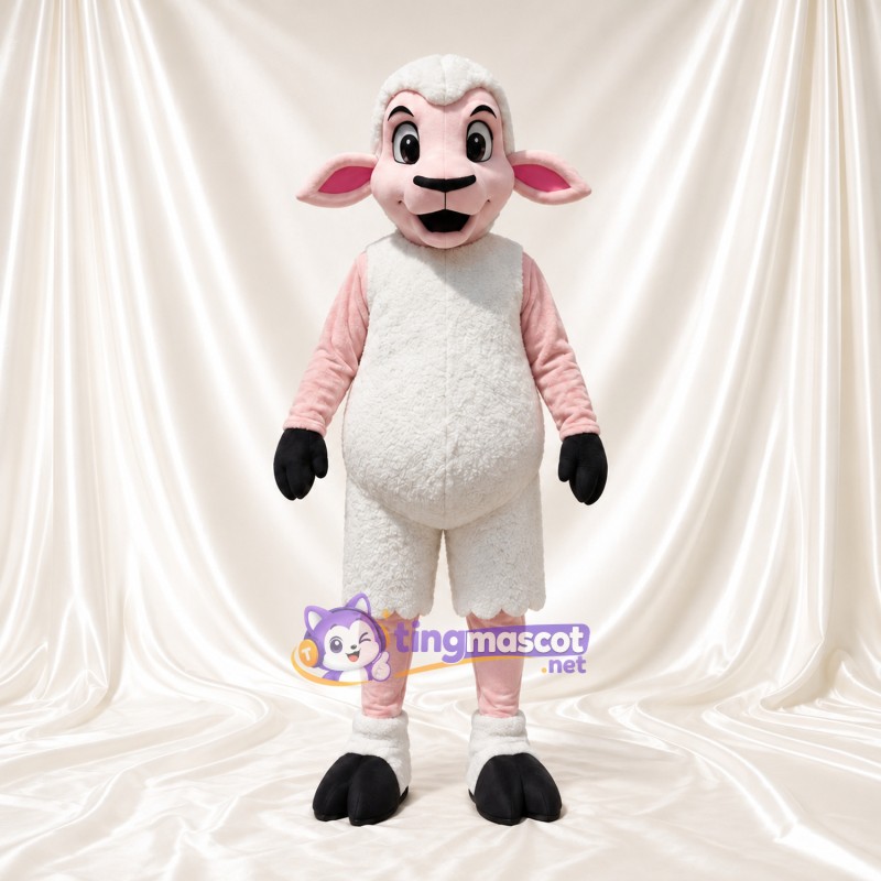Costume de mascotte Mouton – blanc / rose Costume de mascotte Mouton – blanc / rose