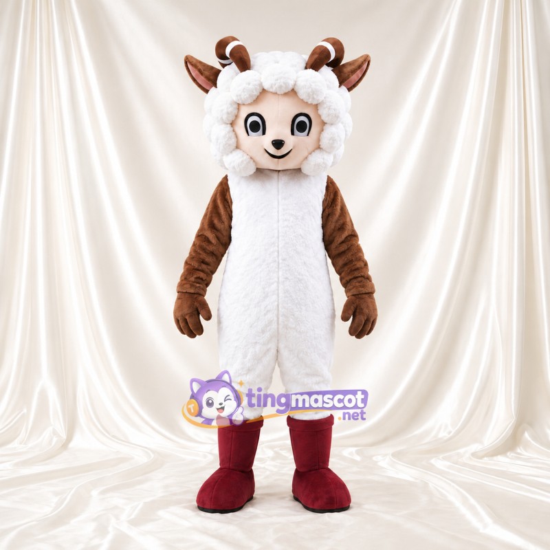 Costume de mascotte Mouton – blanc – Bottes (rouge) Costume de mascotte Mouton – blanc – Bottes (rouge)