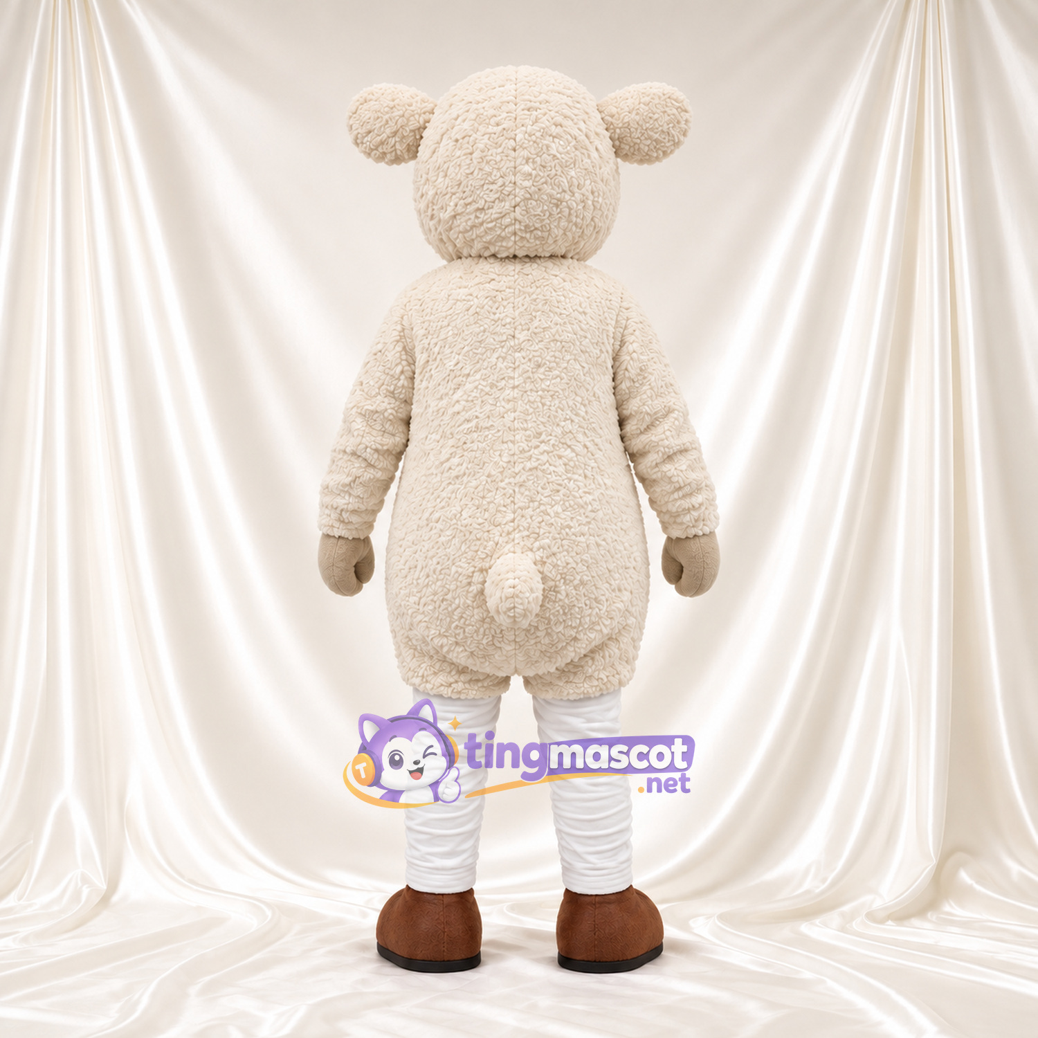 Cream Sheep Mascot Costume - Brown Hooves and Pink Cheeks Cream Sheep Mascot Costume - Brown Hooves and Pink Cheeks