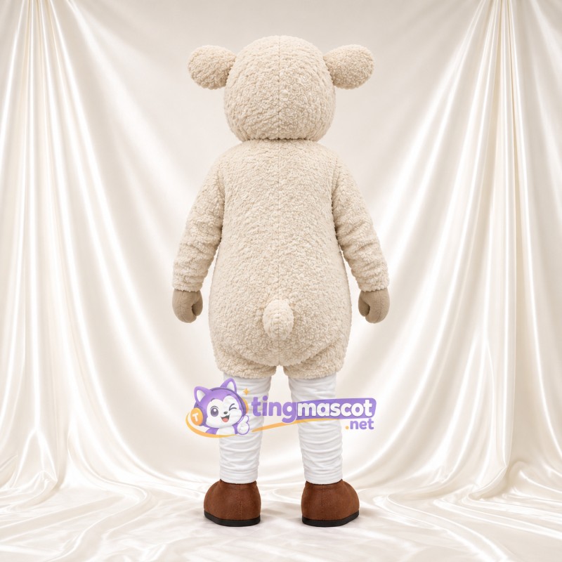 Cream Sheep Mascot Costume - Brown Hooves and Pink Cheeks Cream Sheep Mascot Costume - Brown Hooves and Pink Cheeks