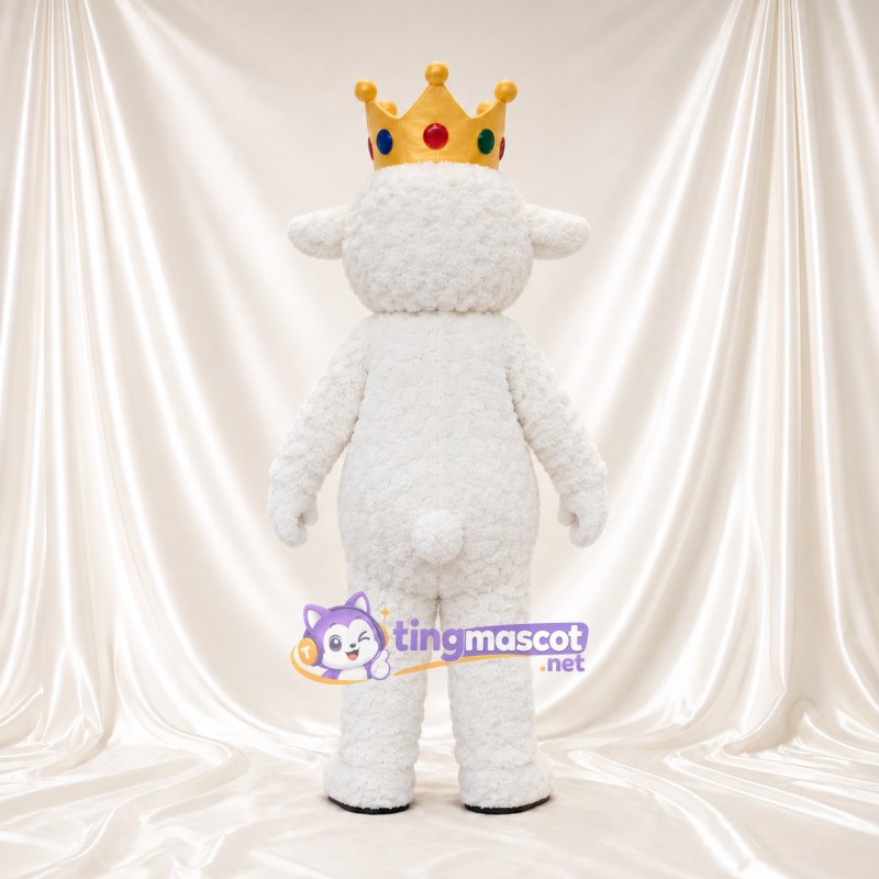 Costume de mascotte Mouton – blanc – Couronne (doré) Costume de mascotte Mouton – blanc – Couronne (doré)