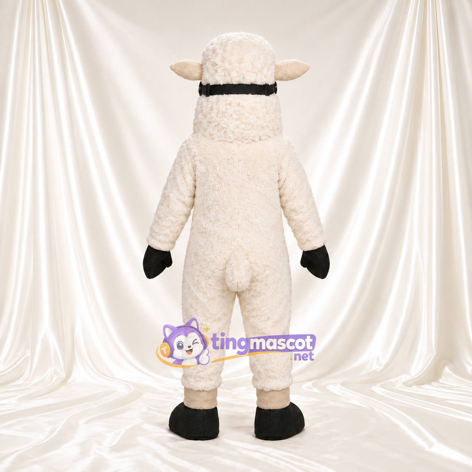 Costume de mascotte Mouton – crème – Lunettes de protection (rose) Costume de mascotte Mouton – crème – Lunettes de protection (rose)