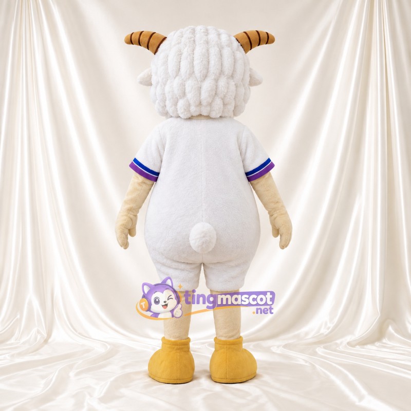 Costume de mascotte Mouton – blanc – Chemise (blanc); Lunettes (bleu) Costume de mascotte Mouton – blanc – Chemise (blanc); Lunettes (bleu)