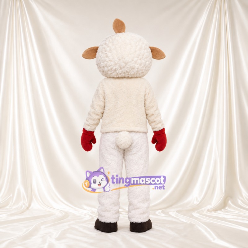 Costume de mascotte Mouton – blanc – Boutons (rouge); Moufles Costume de mascotte Mouton – blanc – Boutons (rouge); Moufles