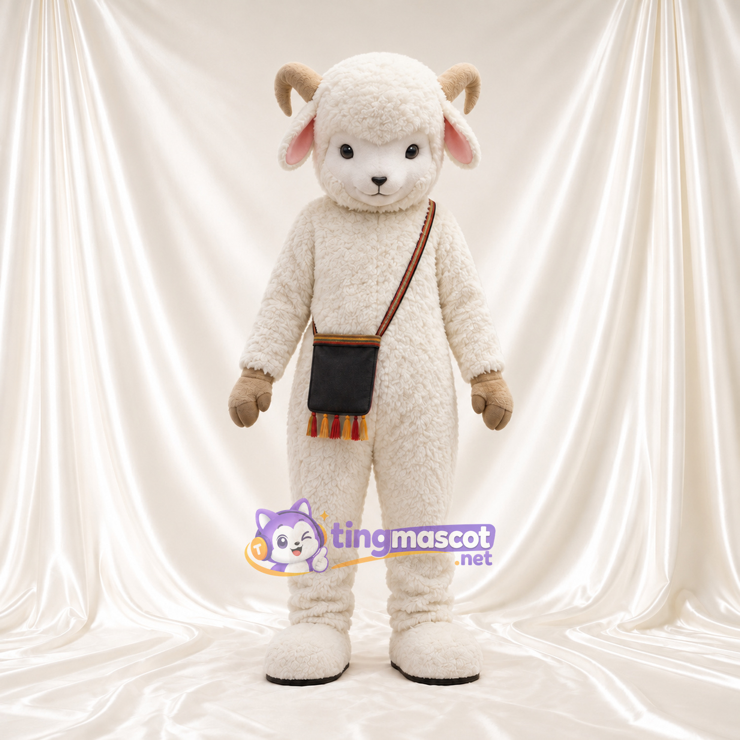 Maskottchenkostüm Schaf – creme – Umhängetasche Maskottchenkostüm Schaf – creme – Umhängetasche