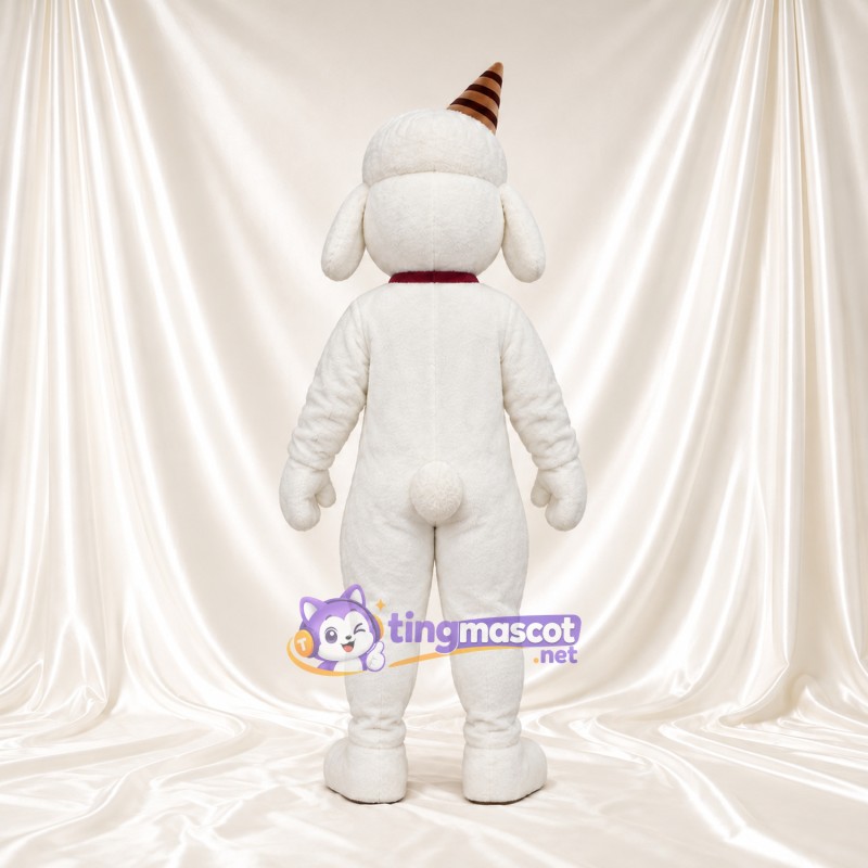Costume de mascotte Mouton – blanc – Cornes; Nœud papillon (rouge) Costume de mascotte Mouton – blanc – Cornes; Nœud papillon (rouge)