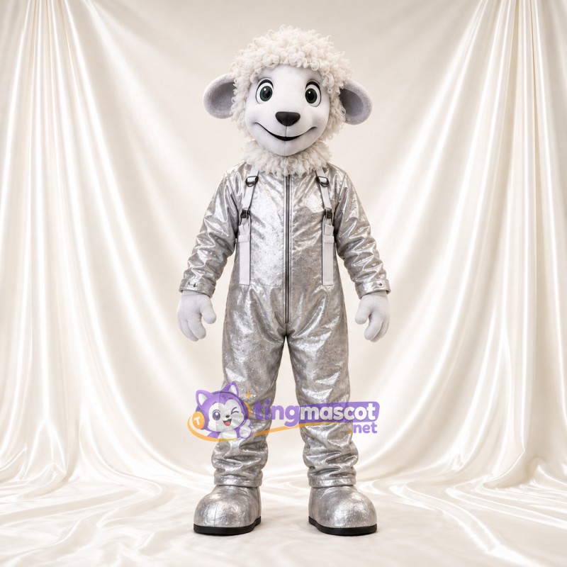 Costume de mascotte Mouton – blanc – Costume (argenté) Costume de mascotte Mouton – blanc – Costume (argenté)