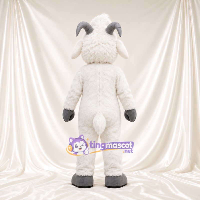 Costume de mascotte Mouton – blanc – Cornes (gris); Mains (gris) Costume de mascotte Mouton – blanc – Cornes (gris); Mains (gris)