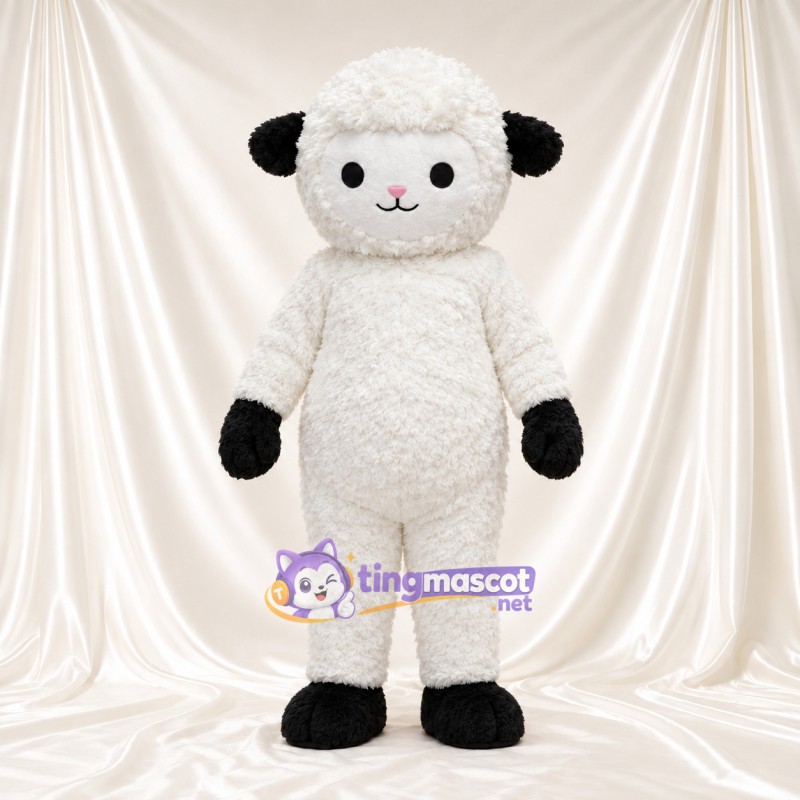 Black and White Sheep Mascot Costume - Black Gloves and Black Hooves Black and White Sheep Mascot Costume - Black Gloves and Black Hooves