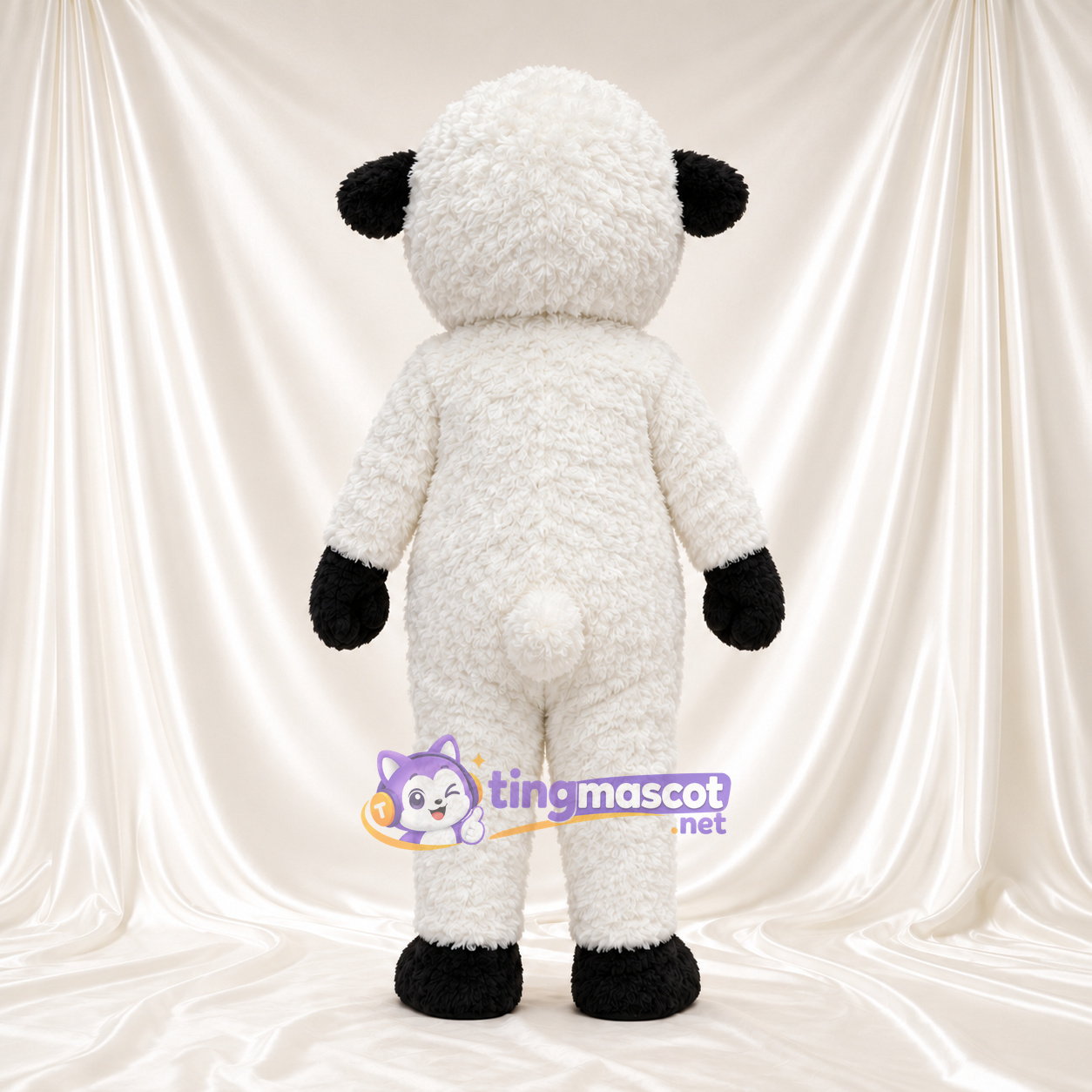 Black and White Sheep Mascot Costume - Black Gloves and Black Hooves Black and White Sheep Mascot Costume - Black Gloves and Black Hooves