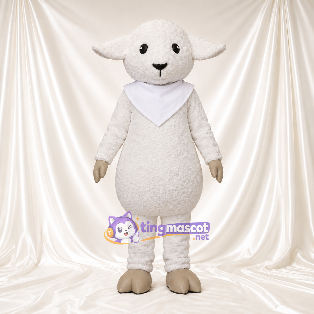 Costume de mascotte Mouton – blanc – Bandana (blanc) Costume de mascotte Mouton – blanc – Bandana (blanc)