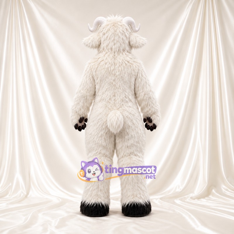 Costume de mascotte Monstre – blanc – Torse (gris); Cornes courbées Costume de mascotte Monstre – blanc – Torse (gris); Cornes courbées