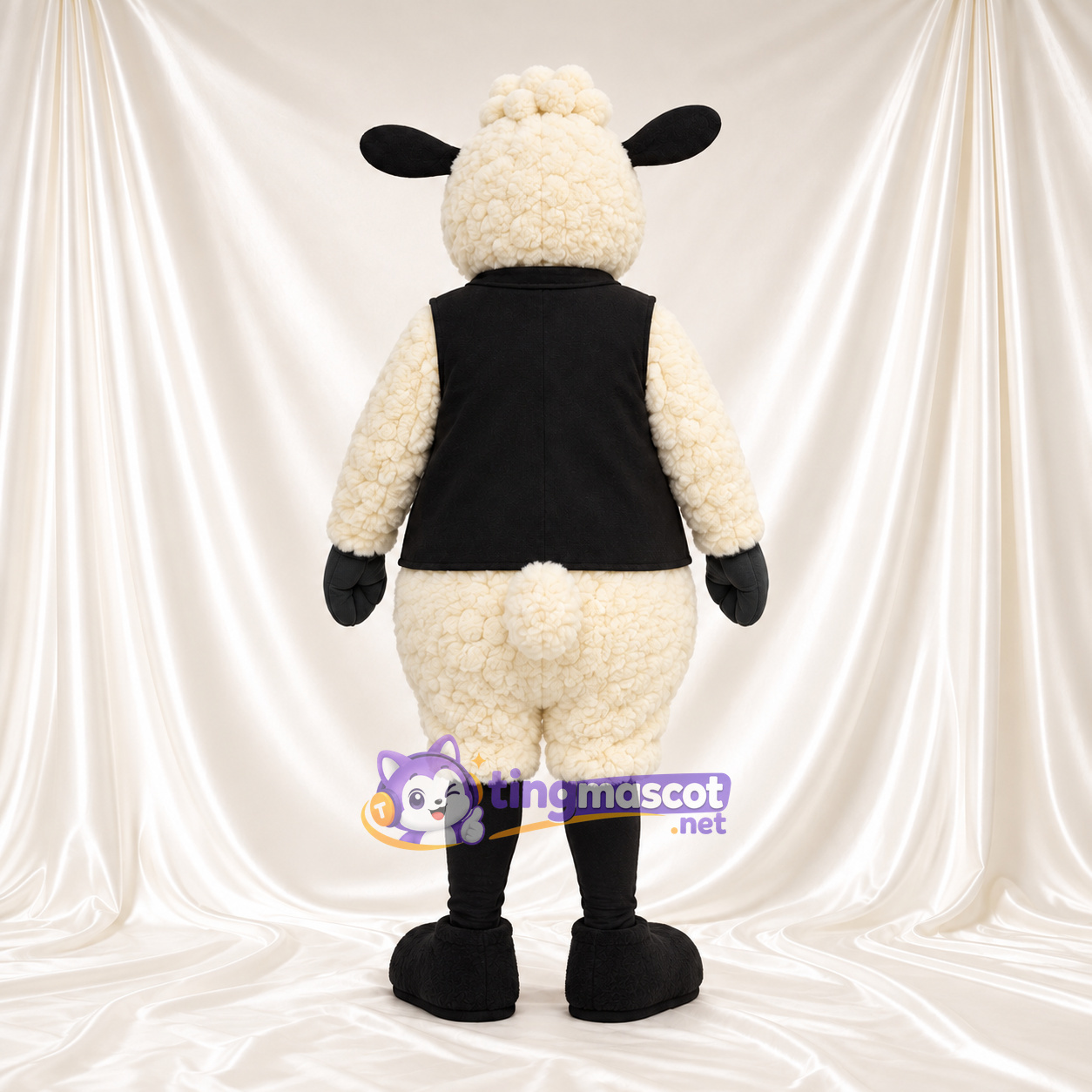 Black and White Sheep Mascot Costume - Black Vest Black and White Sheep Mascot Costume - Black Vest